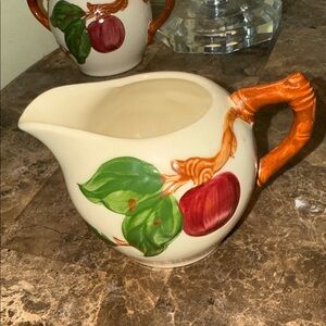 Franciscan Cream Pitcher w/ Apple Design plus Sugar Bowl w/ Lid